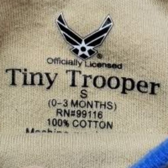 Tiny Trooper, Air Force Logo,  Camo,  0-3 Month Baby Bodysuit. - Picture 3 of 6